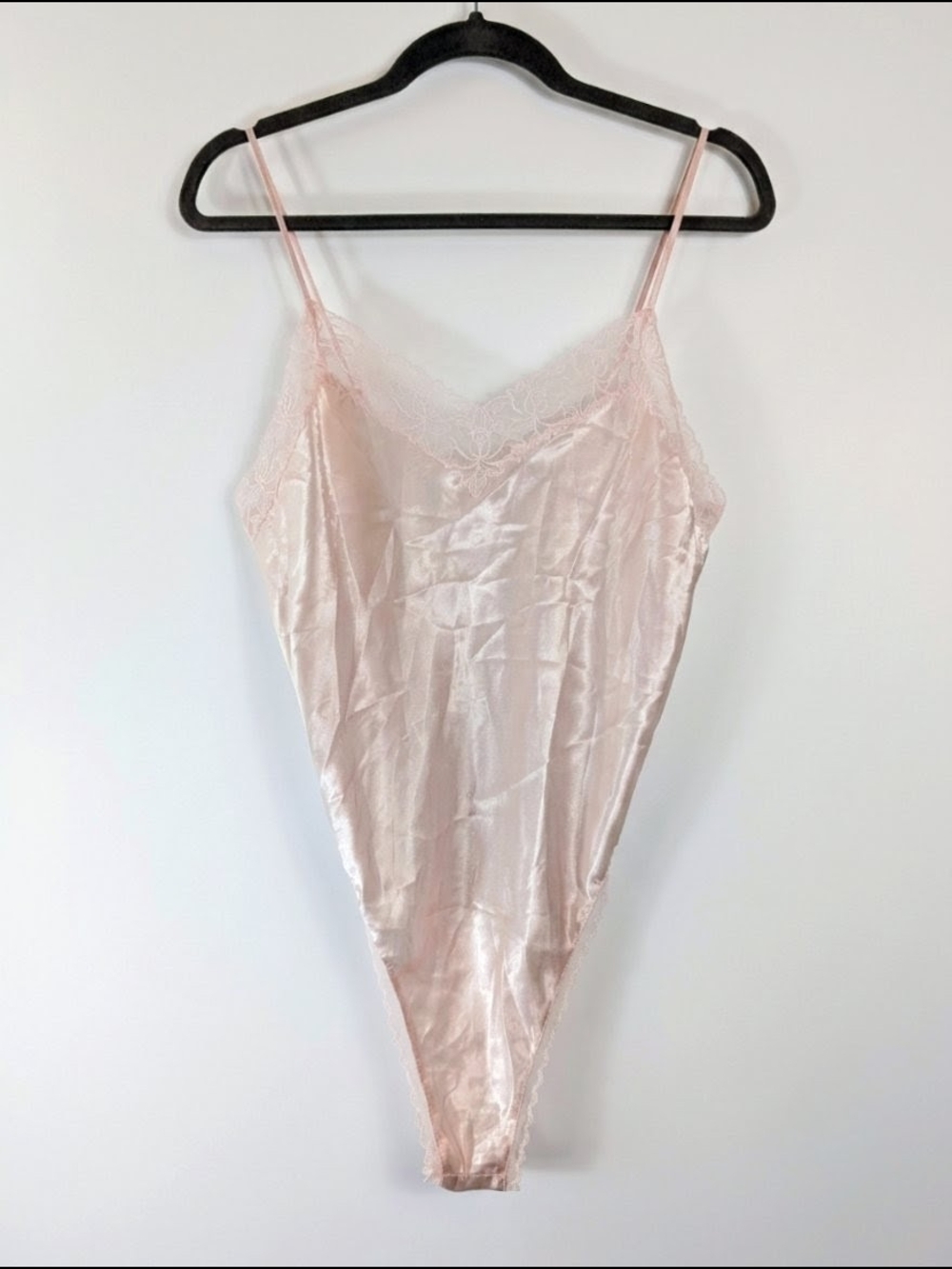 Victoria’s Secret Gold Label Vintage Satin & Lace Bodysuit Small Pastel Pink